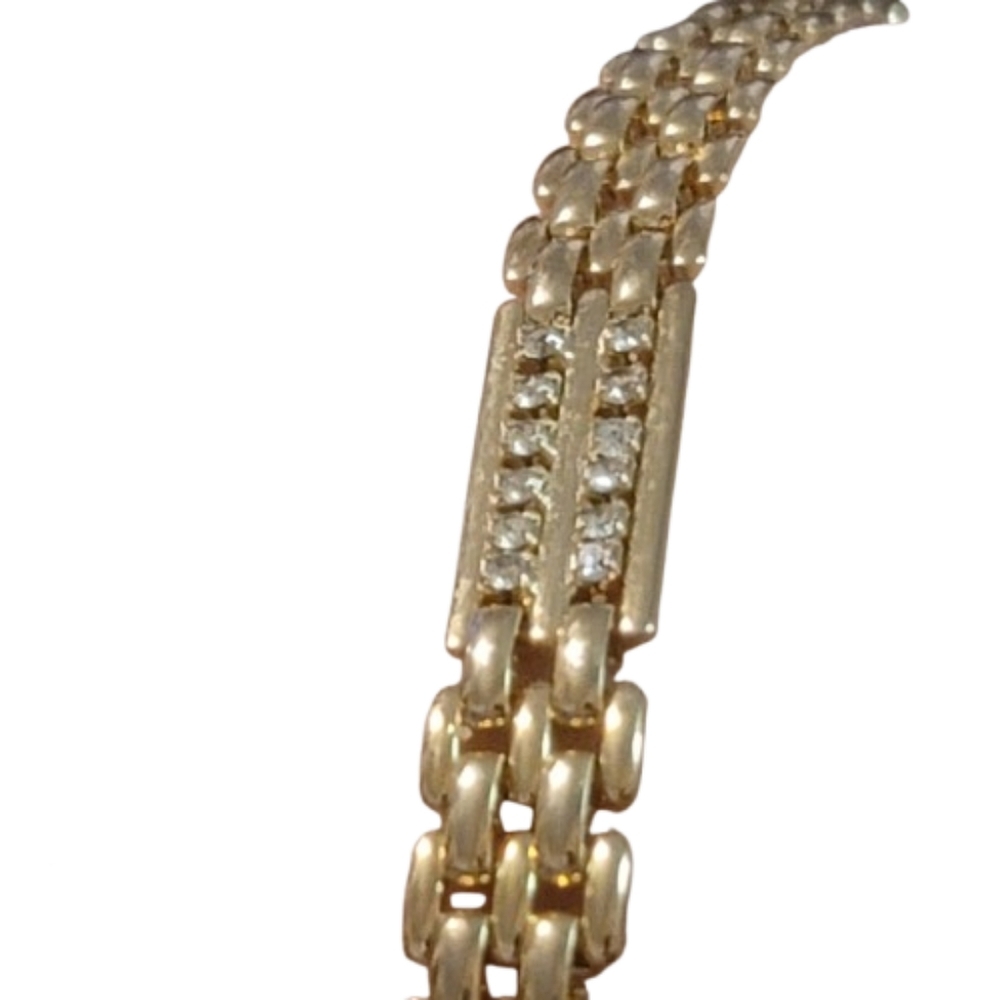 Elegant Gold-Tone Bracelet With Rhinestones - Picture 2 of 5